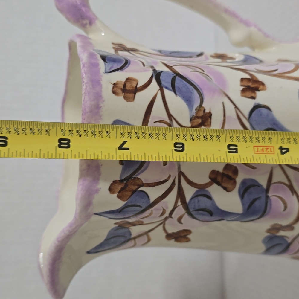 Vintage Clinchfield Potteru Floral Cream and Purple Ceramic Pitcher - Picture 15 of 16